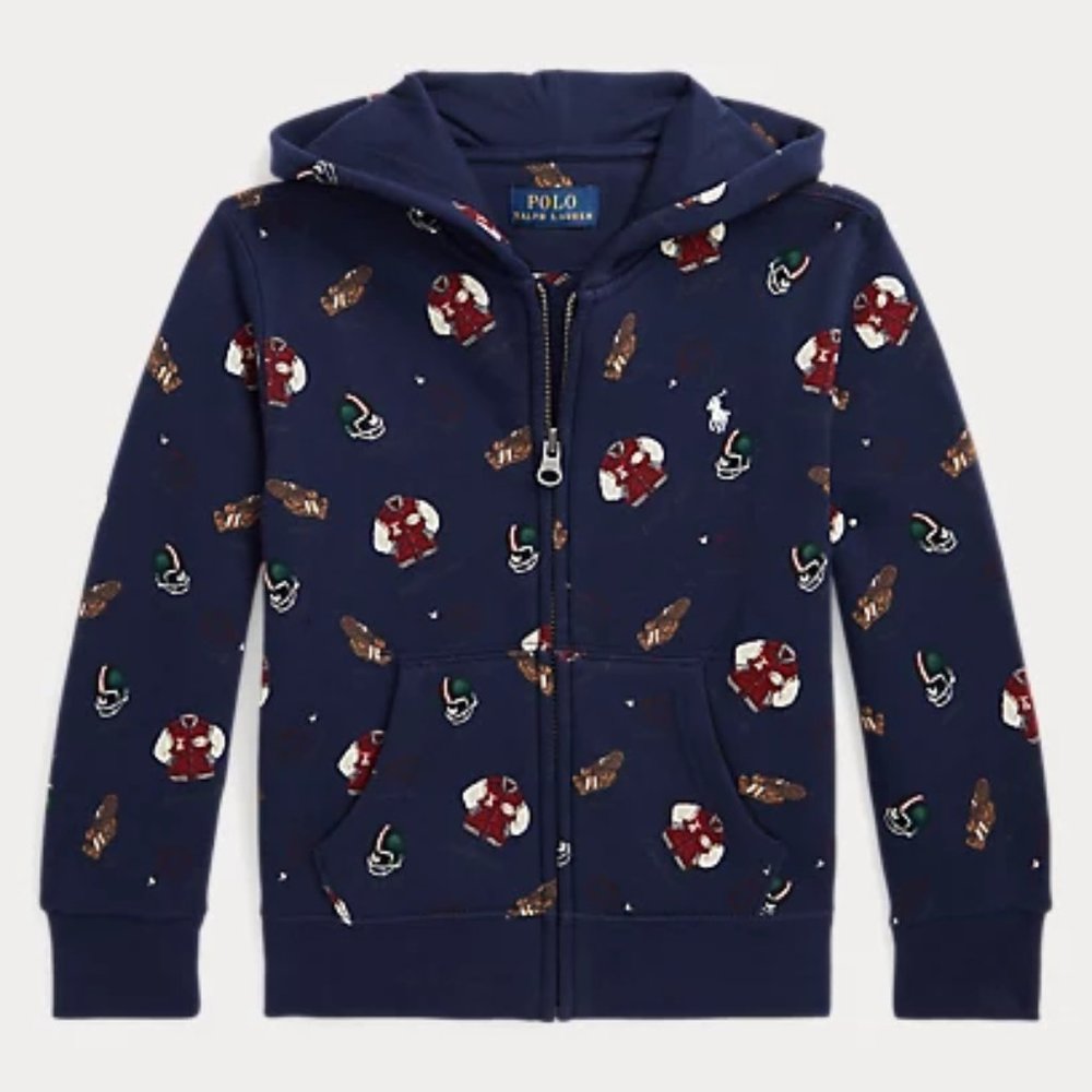 Ralph Lauren Varsity Inspired–Print Fleece Hoodie New with Tags Size 7